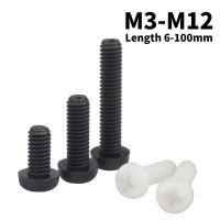 5/50PCS M2 M2.5 M3 M4 M5 M6 M8 Metric Threaded White/Black Nylon Plastic Phillips Pan Head Cross Round Screw Bolt 4mm-60mm