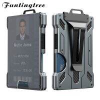 hot！【DT】✌❀  Wallet Men Aluminum Metal Money Clip with 1Clear window ID Badge Holder Blocking  Holds up 15 Cards Cash