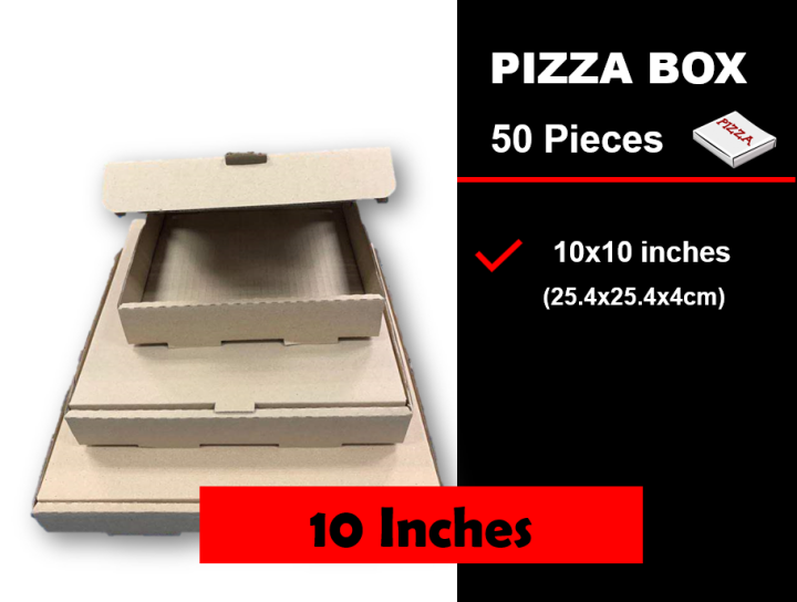 10 Inches Pizza Box/ Food Box/ Kotak Pizza/ Kotak Kuih 50pcs Lazada