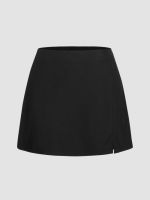 Cider High Waist Zip Up Slit Mini Skirt Curve &amp; Plus