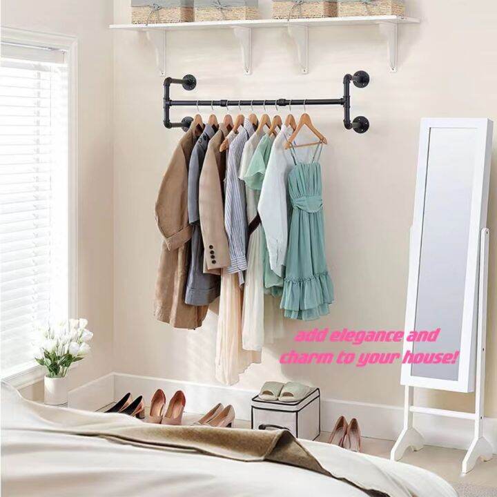 Industrial wind clothing store clothing rack metal wallmounted hanger