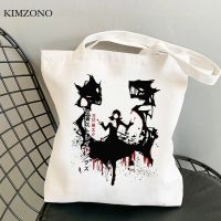 【ACD】   Bungou Stray Dogs กระเป๋าช้อปปิ้งผ้าฝ้าย Bolsa รีไซเคิลกระเป๋า Reusable Tote Shopper กระเป๋าผ้า Boodschappentas Ecobag Tote Sac Toile