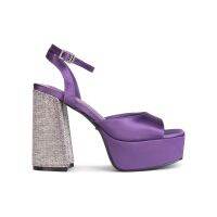 SHU RISING STARS 4.5" DGB CHUNKY ANKLE STRAPS - VIOLET SATIN รองเท้าส้นสูง