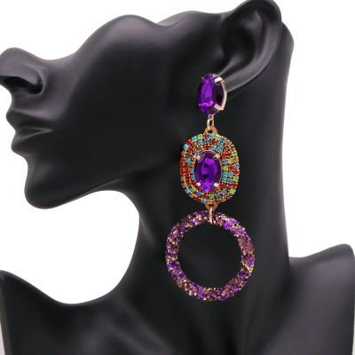 【YF】 Boho brincos para mulheres strass coloridos de gota longa nova tendência jóias accessorie presente