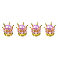 4Pcs รถ Rhinestone Silver Crown ล้อยางวาล์ว Caps Auto Dust Air Cover AU