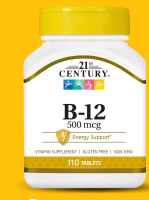 21st Century, Vitamin B Size 500 mcg. Contains 110 tablets.