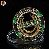 【CC】◄●  Gold Hollow Commemorative Coin  Its Time poker Card Guard Luck Coins Souvenir Gifts for Collection