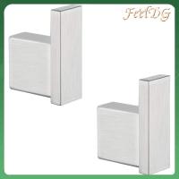 FEELDG 2 Pack เหล็กไร้สนิม ตะขอแขวนผ้าเช็ดตัว แปรงเงิน ตะขอแขวนฝักบัว ทนทานสำหรับงานหนัก ตะขอติดผนัง ห้องน้ำสำนักงาน