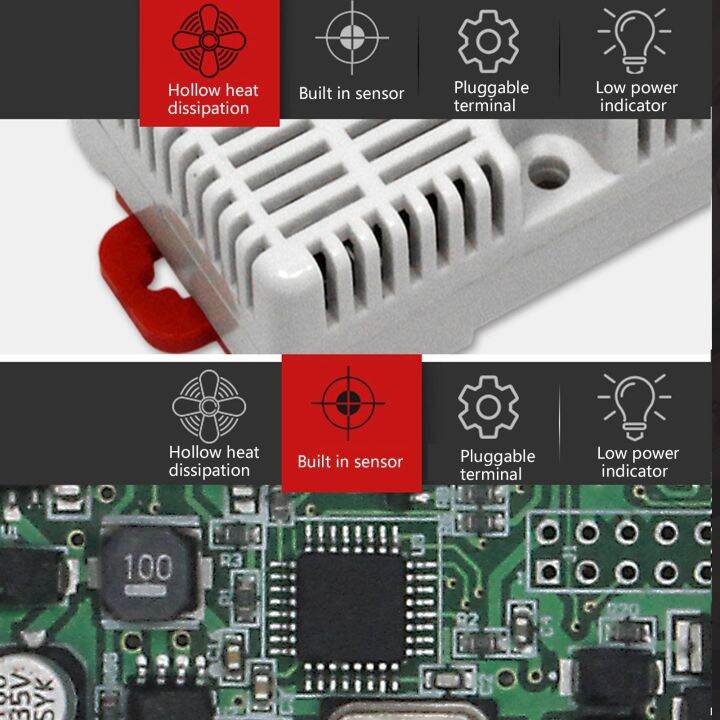 dc12v-เซ็นเซอร์วัดอุณหภูมิความชื้นติดตั้งรางสำหรับสำนักงานบริหารเครื่องส่งสัญญาณเซ็นเซอร์วัดอุณหภูมิความชื้น35มม