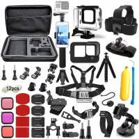 Kfftwx ชุดอุปกรณ์เสริมสำหรับ Gopro ฮีโร่12 11 10 9สีดำกระเป๋ากันน้ำที่อยู่อาศัยกรณีขาตั้งกล้องชุดสำหรับ Go Pro Hero11 Hero12