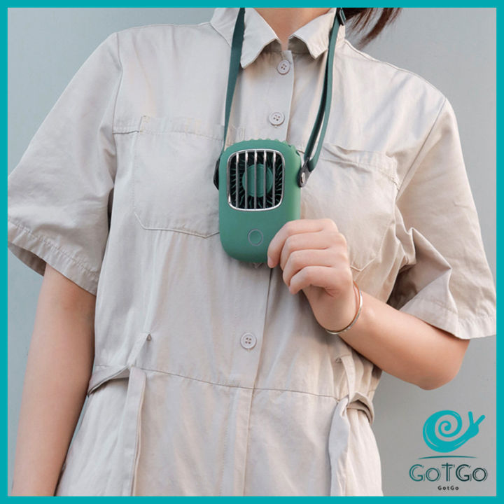 gotgo-ขนาดเล็ก-พัดลมห้อยคอ-usb-ปรับได้-3-ระดับ-hanging-neck-fan-สปอตสินค้า