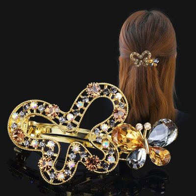 South Koreas New Butterfly Crystal Hair Clip Simple Fashion Ladies Spring Clip