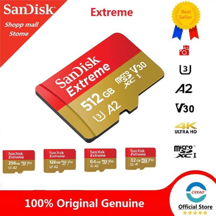 Sandisk 128GB Memory Card Extreme Micro SD 512GB/256GB/64GB/32GB SD