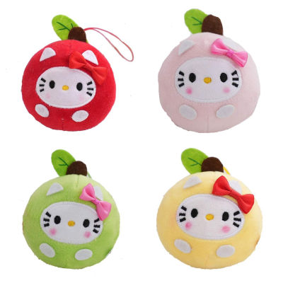 Toy Stuffed Kitty Hallo Keychain Small Size Pp Cotton Round Bag Apple Pendant