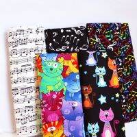 By Meter Cartoon Cats Patchwork Music Note Cotton Cloth Craft Diy Zakka Cotton Material Fabric Poplin