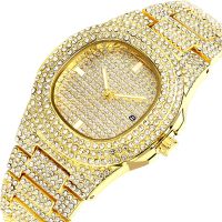 Luxury Men Watch Sliver Rose Gold Watches Men Diamond Stainless Steel Quartz Wristwatch Dress Business Date Clock