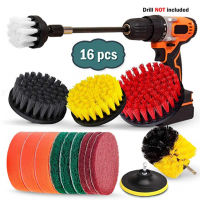 16pcs Auto Drill Brush Set Power Scrubber Brush Car Detailing Cleaning Tools Brush Car Wash Accessories Kit Kitchen Bathroom