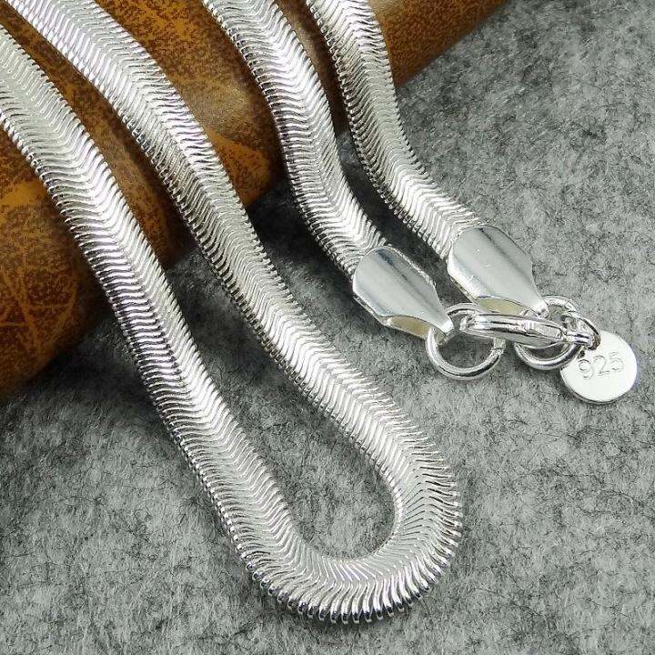 cw-flat-necklace-silver-color-snake-chain-men-gift-jewelry-various-length-soft-snake-bone-flat-snake-necklace-for-women-men