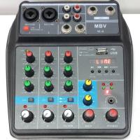 MBV มิกเซอร์ MINI Mixer 4 Channel 2 Band EQ ใช้ไฟ 5 โวลห์ - รับสัญญาญบรุ่น W-4 เก็บเงินปลายทางได้   MBV