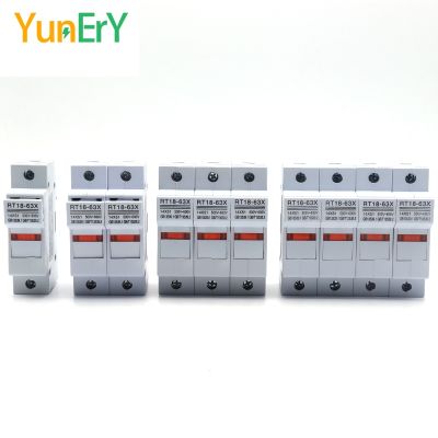 【YF】 1P 2P 3P 4P DIN Rail Fuse Base RT18-63X Solar DC 690V 25A 32A 40A 50A 63A For 10X51 With Indicator Flame Retardant