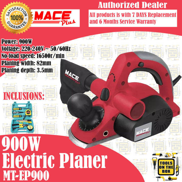 Mace Plus Electric Planer 900W with Dust Bag +Free Handtools •100