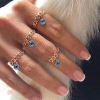 【Hot】4 Pcs Boho ตุรกี Blue Eyes แหวนผู้หญิง Punk Anillos Men 2021 Amulet Chain Anel Evil Eye แหวน Lady แฟชั่นเครื่องประดับสำหรับสาวของขวัญ