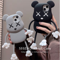 เคสโทรศัพท์ตัวการ์ตูนน่ารักเท่รูปหมีสไตล์เกาหลีแบบไม่เหมือนใครสำหรับ IPhone 14 13 12 Pro Max 11สำหรับเด็กผู้หญิงเคสป้องกันเลนส์ซิลิโคนแบบนิ่ม