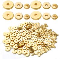 200 pcs 4mm/6mm/8mm Golden แบนรอบ Spacer ลูกปัดทองเหลือง Rondelle Disc Spacer ลูกปัดแบบหลวมสำหรับ DIY หัตถกรรมสร้อยข้อมือเครื่องประดั