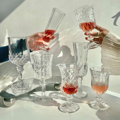 แก้วไวน์แก้วแชมเปญนูน Ins คุณภาพสูงถ้วยแก้วไวน์แดงจากต่างประเทศแก้วน้ำของใช้ในครัวเรือน