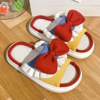 Cute Slippers Womens Indoor Non-Slip Deodorant Cotton Linen Fabric Slippers for Men