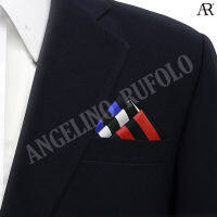 ANGELINO RUFOLO Pocket Square(ผ้าเช็ดหน้าสูท) ผ้าไหมพิมพ์ลายอิตาลี่คุณภาพเยี่ยม ดีไซน์ 4IN1 Various Stripes