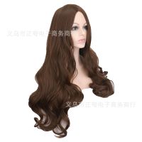 [COD] and wig female middle part brown long curly hair rose net headgear cross-border supply wish