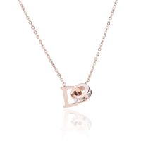 Anti-fading rose gold titanium steel diamond letter necklace female fashion Joker Korean version of simple pendant personality tide jewelry