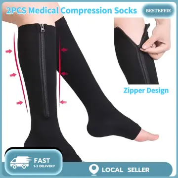 1 Pair Zipper Pressure Compression Socks Support Stockings Leg