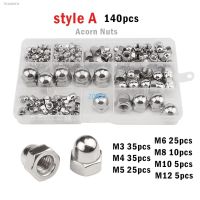 ◊♈ 140/90pcs Acorn Nut Set M3 M4 M5 M6 M8 M10 M12 Hexagon Dome Cap Nut Set Stainless Steel Blind Nut Assortment Kit