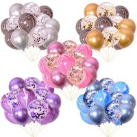 【LZ】☍  15pcs Confetti Balão com Ágata Balões De Metal Balão De Látex Festa De Aniversário Decoração De Casamento Graduação Festa Decoração