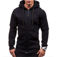 FOJAGANTO Mens Spring Autumn Hooded Sweatshirts Fashion Color Matching Casual Zipper Hoodies Trend Loose Zipper Sweatshirts Men