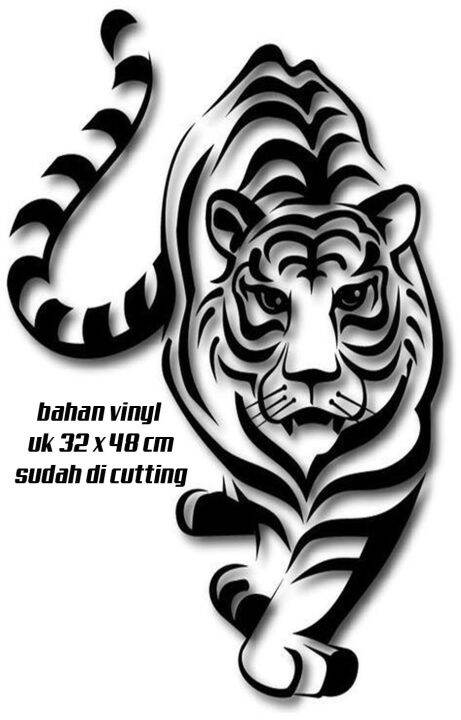 Stiker bahan vinyl gambar warna hitam putih sudah di cutting uk 32 x 48