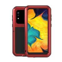 Love Mei Heavy Duty Case for Samsung Galaxy A20/ Galaxy A30 Aluminum Metal Tempered Glass Armor Cover Waterproof Shockproof Outdoor