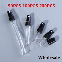 Wholesale 50/100/200PCS 2ML 5ML 10ML Black Portable Mini Perfume Glass Bottle Empty Cosmetics Bottle Sample Thin Glass Vials 2# Travel Size Bottles Co