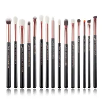 Jessup Makeup Brushes Set Eyeshadow Eye Blending Brow Liner Concealer Brush 15pcs BlackSilver Shader Synthetic Goat Hair