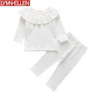 Baby Girl Clothes Solid White Color Clothing Lotus Leaf Collar Simple Fashion Tops + Pants Toddler Clothing Sets  by Hs2023