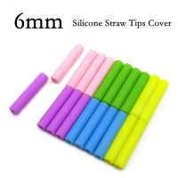 6mm Food Grade Silicone Straw Tips Cover Soft Reusable 304 Stainless Steel Metal Straws Nozzles Set Only Fit for 1/4 quot; Wide