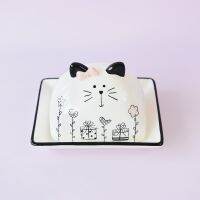 European and American cartoon cute cat ceramic butter butterfly kitchen storage box home tea set decoration ceramic ornaments