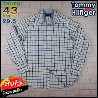 Tommy Hilfiger®แท้ อก 43 เสื้อเชิ้ตผู้ชาย ทอมมี่ ฮิลฟิกเกอร์ สีเขียวอ่อน เสื้อแขนยาว เนื้อผ้าดี ใส่เที่ยวใส่ทำงาน