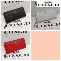 Coach New Wallet Women Long Wallet Multiple Card Slots Monochrome Leather Stripes 2855