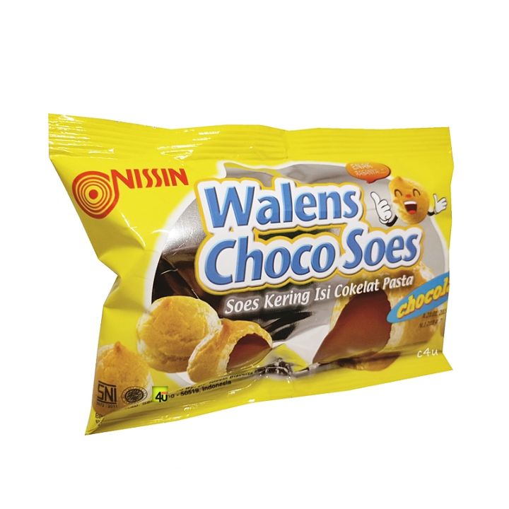 Nissin Walens Soes Kering Mini Isi Krim Chocolate Sachet 15gr