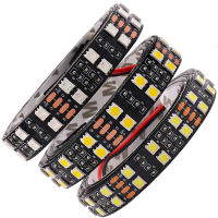 สองแถว RGB หลอดไฟ LED Strip 5เมตร12โวลต์5050 SMD 120LED M กันน้ำที่มีความยืดหยุ่นไฟ Led เทปสีดำ ขาว PCB