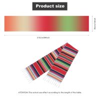 2 Pack 14 By 84 Inch Mexican Table Runner 14 x 84 Inch Mexican Party Wedding Decorations Fringe Cotton Serape Blanket Table Runner(Red