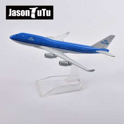 JASON TUTU กระเป๋าขนาด16ซม. KLM Boeing 747โมเดลเครื่องบินอากาศยานโลหะหล่อ1/400เครื่องบินจำลองสายการบินดัตช์ปล่อยของขวัญ